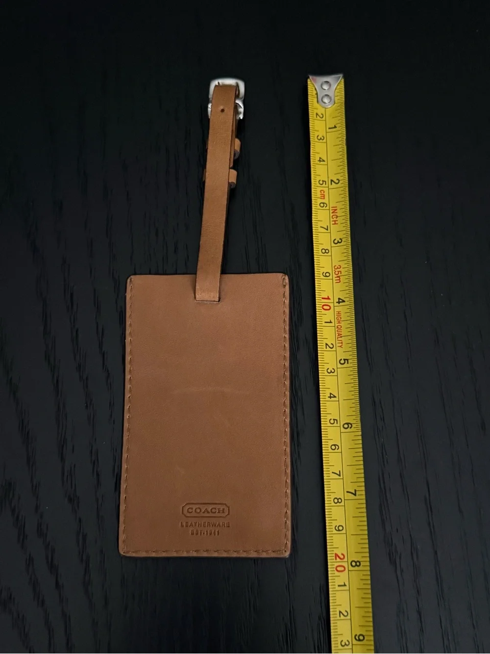 Vintage Coach Tan Leather Luggage Tag